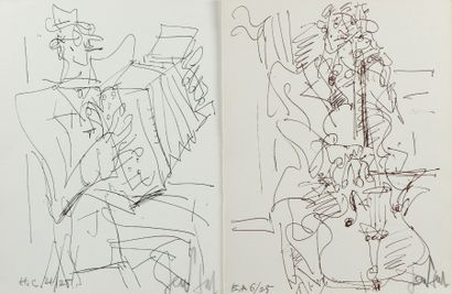 GEN PAUL (1895 - 1975) 
L'accordéoniste, le violoncelliste.
Deux lithographies sur...