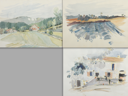 Roger LANDAULT (1919-1983) «Lavande. Alpes de Provence», «Ferme à Leuze, soir», «Vercors».
Trois...