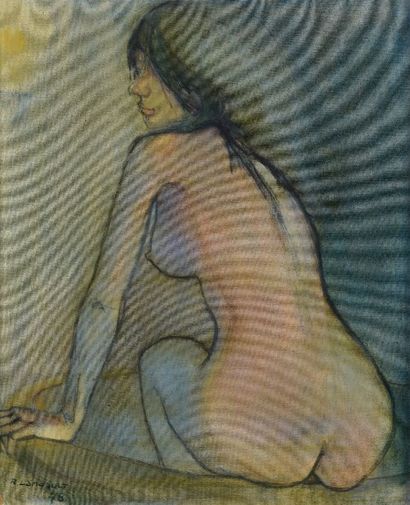 Roger LANDAULT (1919-1983) Femme nue assise de dos.
Huile sur toile signée et datée...