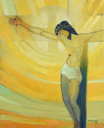 Roger LANDAULT (1919-1983) «Lumière du Christ».
Huile sur toile signée et datée 78...