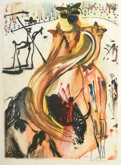 D'après Salvador DALI (1904 - 1989) 
«Bullfighter, 1972».
Lithographie en couleurs....