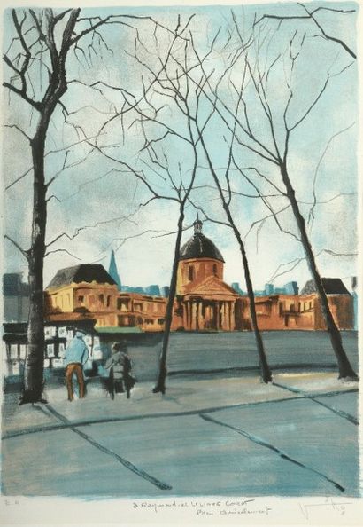 Victor VIKO (1915 - 1998) 
«Les quais de Seine en face de l'Académie française».
Lithographie...