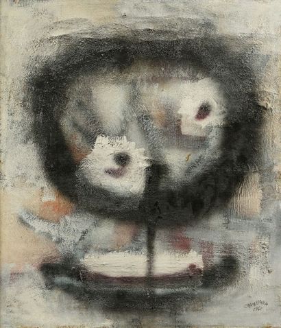 Jean CAVALLARO (1930 - 2000) 
Abstraction en noir et camaïeu de gris.
Huile sur toile...