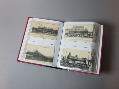 null Album d'environ cent soixante-dix cartes postales de locomotives (principal...