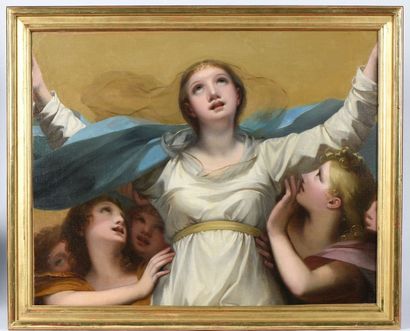 null D'après Pierre Paul PRUD'HON (1758-1823). Assomption de la Vierge. Huile sur...