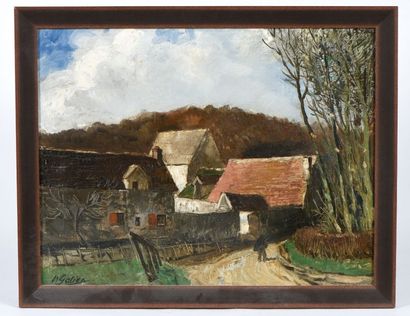 null Pierre GATIER (1878-1944). Paysage aux maisons. Huile sur toile signée. Haut....