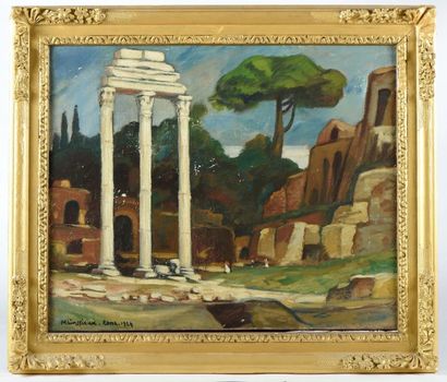 null Lucien MAINSSIEUX (1885-1958). Vue du Forum à Rome. Huile sur toile signée,...