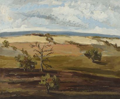 null Maurice SERULLAZ (1914-1997). Paysage d'été aux arbres. Huile sur toile signée...