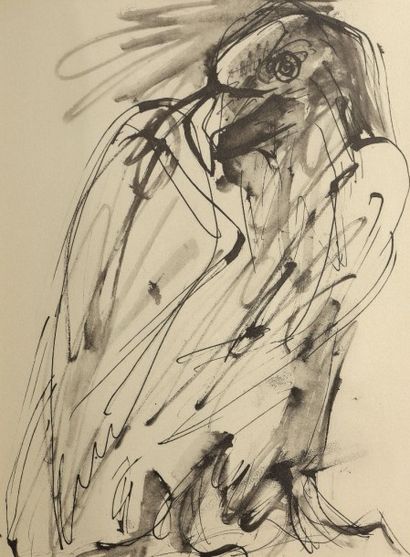 null Marc CHAGALL (1887 - 1985). DEVANT LE TABLEAU. Planche pour Chagall lithographe...
