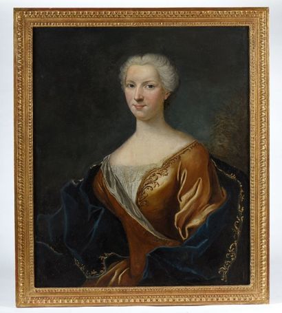 null Ecole du XVIIIe siècle, suiveur d'Oudry. Portrait de femme. Huile sur toile....