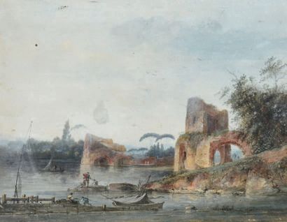 Louis BELANGER (1736 - 1816) Paysages animés.
Paire de gouaches signées et datées...