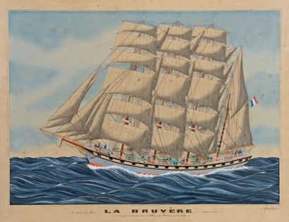 Gilbert PAJOT (1902 - 1952) «Le Quatre-Mâts Barque «La Bruyère» sur le chemin du...
