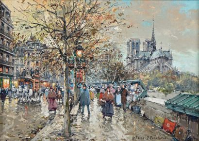 Antoine BLANCHARD (1910 - 1988) Quai de Paris.
Huile sur toile.
Haut.: 53 cm - Larg.:...