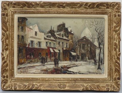 null Franck WILL (1900-1951). Place du Tertre sous la neige. Huile sur toile signée...