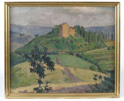 null Charles Désiré BERTHOLD-MAHN (1893-?). Montebello. Huile sur toile signée en...