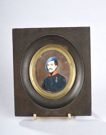 null J. de PARADA (XIXe siècle). / Portrait d'homme au béret bleu portant la Légion...