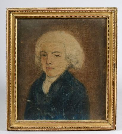 null Ecole du XVIIIe siècle. Portrait d'un jeune homme à la veste bleue. Pastel....
