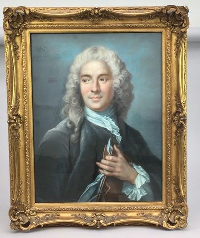 null A.BUN (XIXe siècle). Portrait d'un gentilhomme du XVIIIe siècle. Pastel signé...