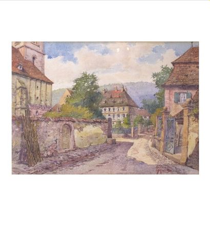 null Albert KOERTTGE (1861 – 1940)
« Vue d’Andlau »
Aquarelle, signée et située en...