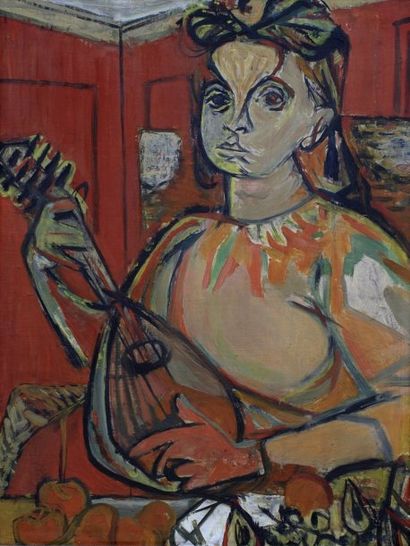 - Alexandre Sascha GARBELL (1903-1970) Femme à la guitare et paysage au bord de mer...