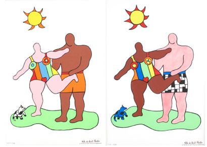 Niki De Saint Phalle Les baigneuses Duo de sérigraphies sur papier SBD sur les deux...