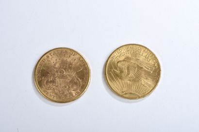Deux pièces de vingt Dollars américains 1895...