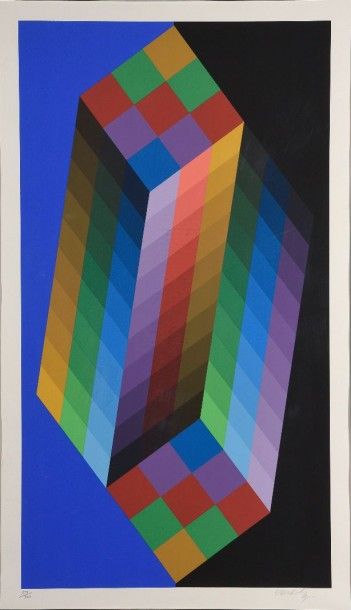 null Victor VASARELY (Hongrie, 1906 - Paris, 1997). Composition cinétique. Lithographie...