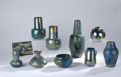 null Alphonse CYTERE (1861-1941), Rambervillers. Ensemble de dix vases ou plaque...