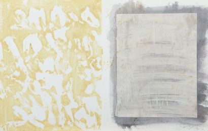 null Gérard DUCHÊNE (né en 1944). Composition abstraite en gris et jaune. Quatorze...