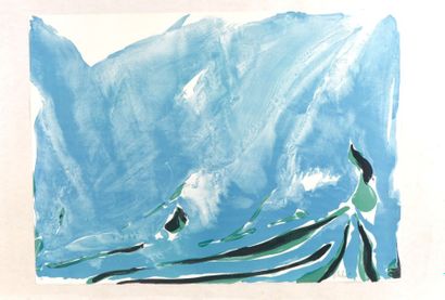 null Olivier DEBRE (1920 - 1999). Composition abstraite en turquoise. Lithographie...