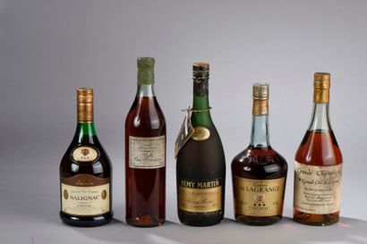 null 5 bouteilles COGNAC DIVERS (Rémy Martin, Gaston de la Grange, Salignac, Marcel...