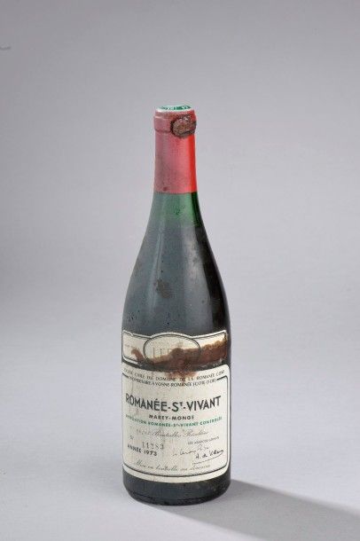 null 1 bouteille ROMANEE SAINT VIVANT "Marey-Monge", DRC 1973 (tachée, TLB, traces...