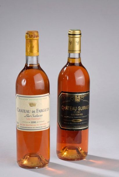 null Ensemble de 2 bouteilles : 1 bouteille Château DE FARGUES Sauternes 1990 et...