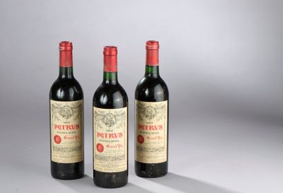 null 3 bouteilles PETRUS, Pomerol 1983 (étiquettes US, elt)