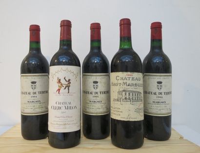 null Ensemble de 5 bouteilles : 3 bouteilles Château DU TERTRE, 4° cru Margaux 1994...
