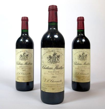 null 3 bouteilles Château MONTROSE, 2° cru Saint-Estèphe 1995 (etiquettes fanées...