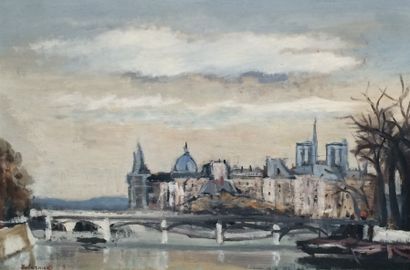 null Voldemar BOBERMAN (1897-1977) . Bords de Seine. Huile sur toile signée et datée...