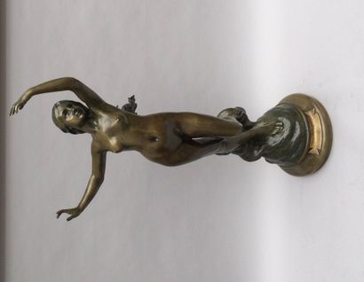 null Henri GODET (1863-1937), d'après, "Le Réveil de l'Aurore", bronze patiné. 