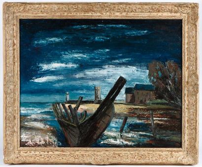null Anders OSTERLIND (1887-1960). Bord de mer. Huile sur toile signée en bas à gauche...