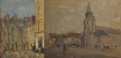 null Frank Edwins SCOTT (1863-1929), La rue de Rivoli aux voiture et Passants devant...