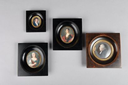 null Ensemble de quatre miniatures dont une représentant Philbert Le Grand (traces...