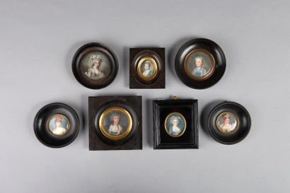 null Ensemble de six miniatures dont une représentation de Louise Félicité Benoist...