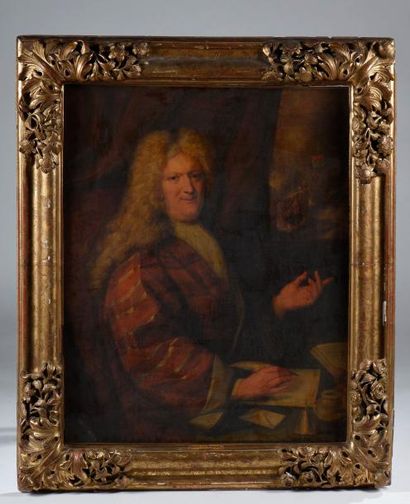 null École hollandaise vers 1700. / Portrait d'un amiral. / Huile sur toile monogrammée...