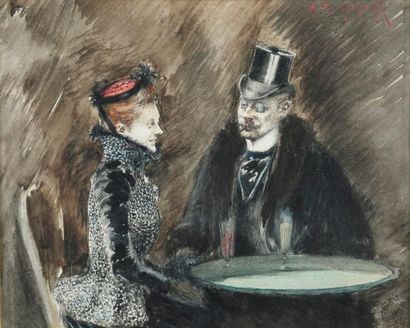 null Edgar de SAINT PIERRE DE MONTZAIGLE (Angoulême, 1867 - 1930). / Couple élégant...