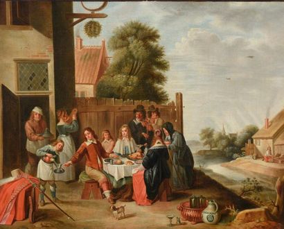 null D'après David TENIERS (Anvers, 1610 - Bruxelles, 1690). / Le festin de l'enfant...