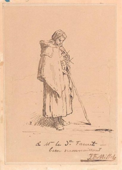 null Jean-François MILLET (Gréville-Hague, 1814 - Barbizon, 1875). / Étude pour Bergère...