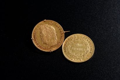 Deux pièces en or jaune de quarante francs...
