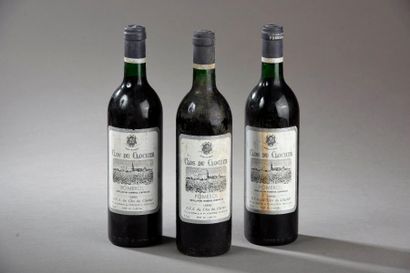null 3 bouteilles CLOS DU CLOCHER, Pomerol 1988 (tachées) 