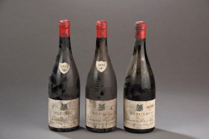 null 2 bouteilles BEAUNE Chanson 1929 (ets, 1 B, 1 V & SM, on y joint une FLEURIE...