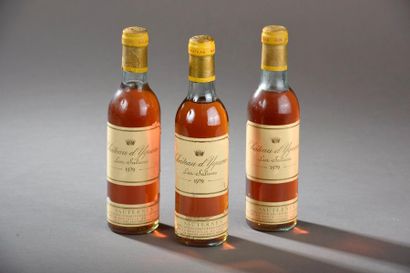 null 3 demi-bouteilles CH. D'YQUEM, 1° cru supérieur Sauternes 1979 (2 TLB, dont...